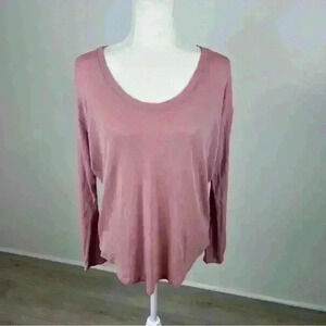 Athleta Light Pink Long Sleeve Scoop Neck Top Size Small